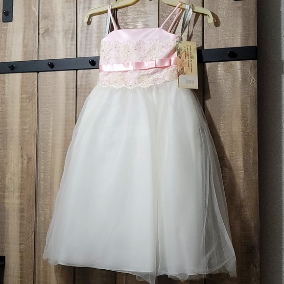Flower girl dress pink and ivory size 4 - Picture 1 of 4
